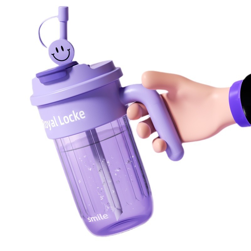 Summer new large-capacity straw double drinking cup, portable water bottle with high appearance level for children and girls, student drinking cup Item Picture