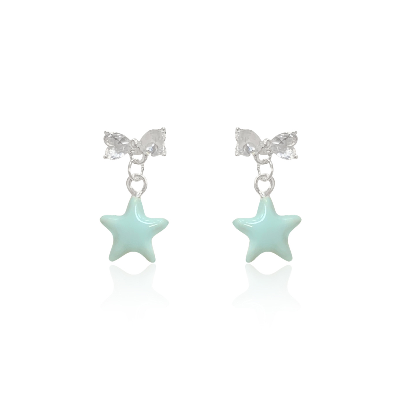 New colorful star butterfly earrings, women's silver needle, sweet and niche design, exquisite pearl heart, versatile earrings Item Picture