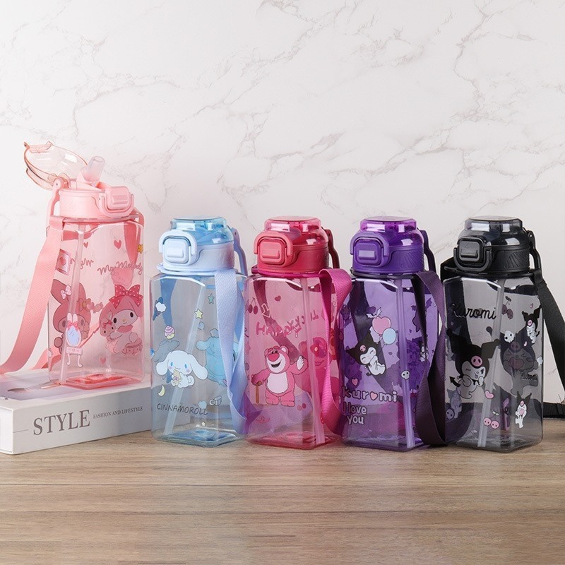Direct-sale children's square cup animal cartoon outdoor portable large-capacity straw cup details Picture