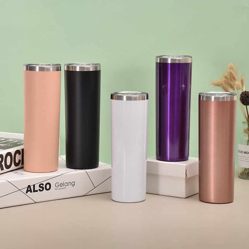 304 stainless steel vacuum insulated cup, heat sublimation outdoor sports car cup, car-mounted powder-coated and spray-painted straight cup details Picture