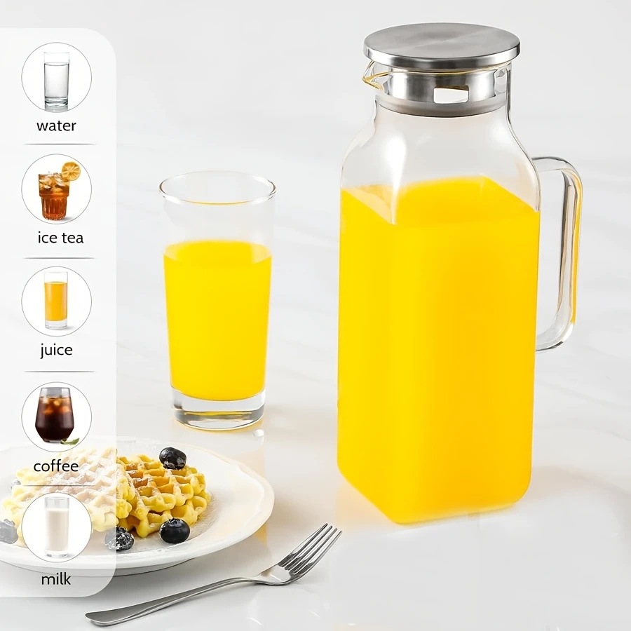 High borosilicate glass cooling water bottle, large capacity, heat-insulating and thickened juice pot, high-end cold drink pot for home and dining Specification drawing