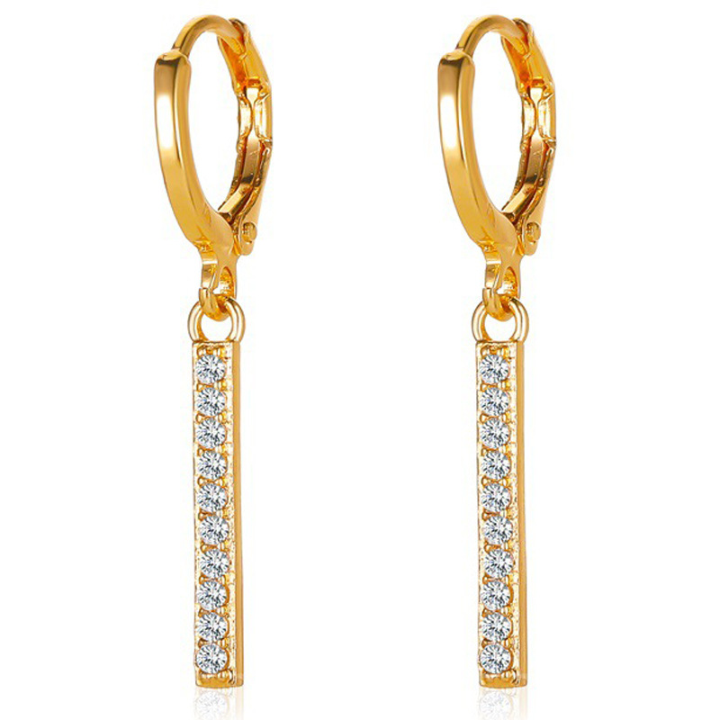 Korean-style design earrings, long straight strip earrings, simple and versatile, can modify the face shape and make the face look slimmer Item Picture