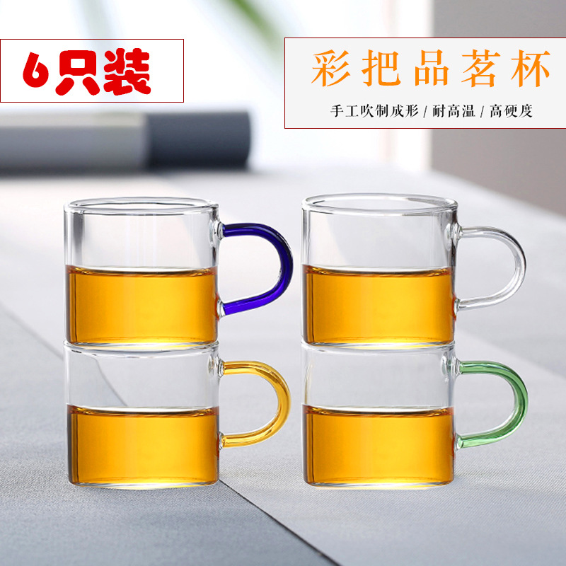 Wholesale square high borosilicate glass cups with handles, transparent creative water cups, student gift tea cups, colored handles, and tasting cups Application Scenario