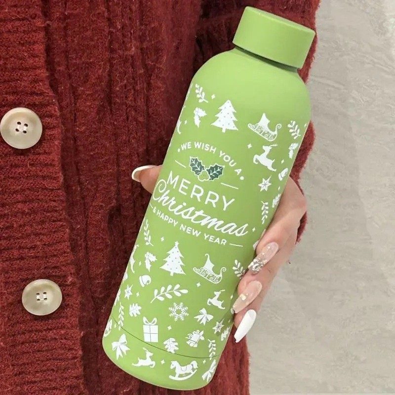 New Christmas stainless steel insulated cup, portable Christmas-patterned water cup, male and female student Christmas cup full figure
