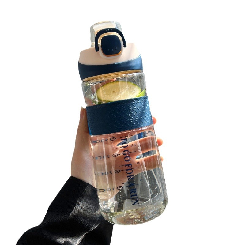 Plastic water cup for girls, high appearance level, large-capacity sports water bottle, high-temperature resistant, food-grade, portable, graduated cup Item Picture