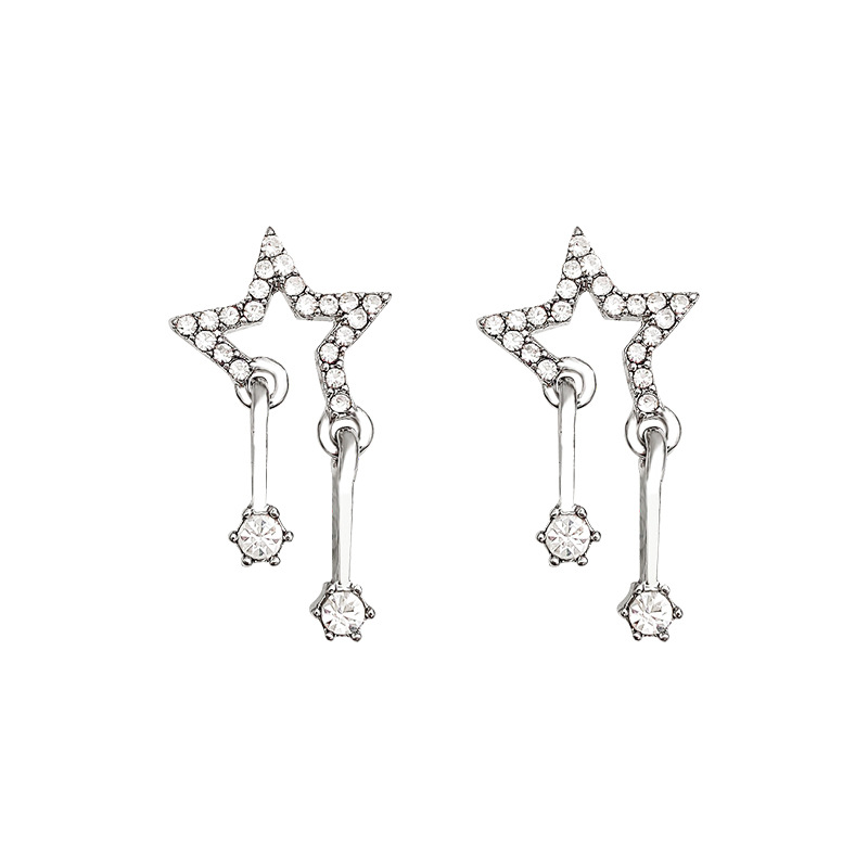 S925 Silver Needle Korean new Super Flash Zircon Star Earrings, women's light luxury and high-end style, versatile stud earrings Item Picture