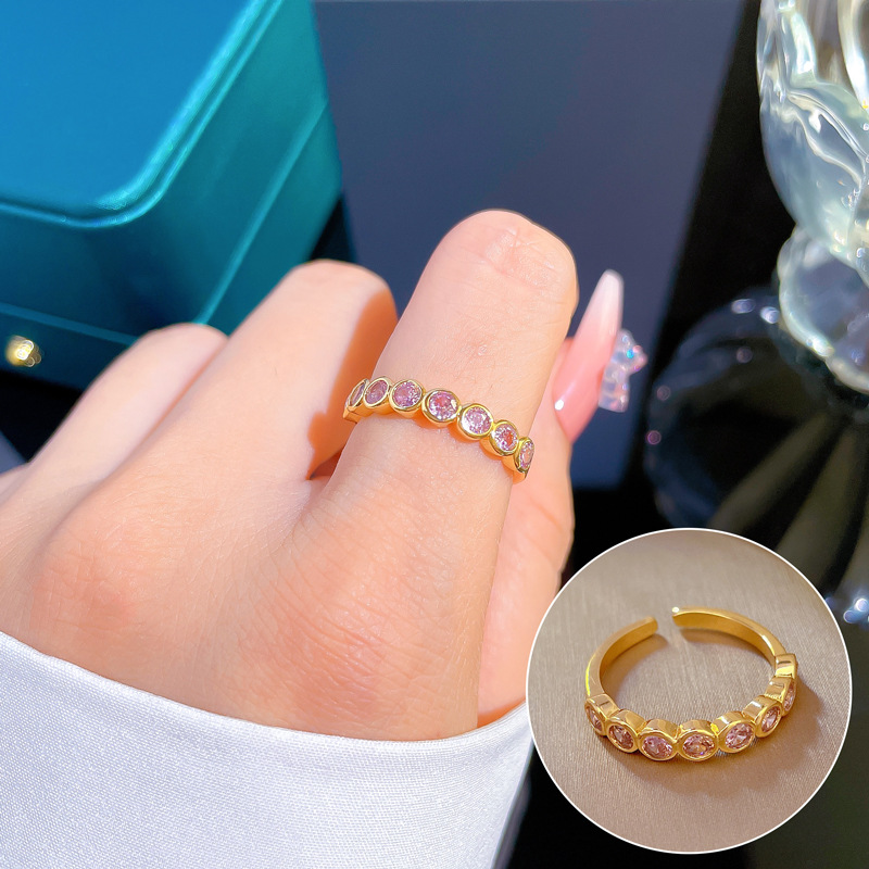 【 Real gold electroplating 】 Open ring, simple circular ring, personalized ring, index finger ring, the same style as Internet celebrities, simple and cold style details Picture