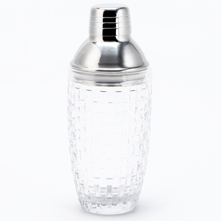 New ice flower glass cup with 304 stainless steel lid, cocktail mixer, cocktail mixing set, cocktail mixing tools, Shaker Item Picture
