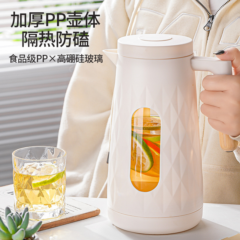 Summer internet-famous large-capacity household cold water kettle with high appearance level, wooden handle kettle, dormitory cold water kettle with glass details Picture