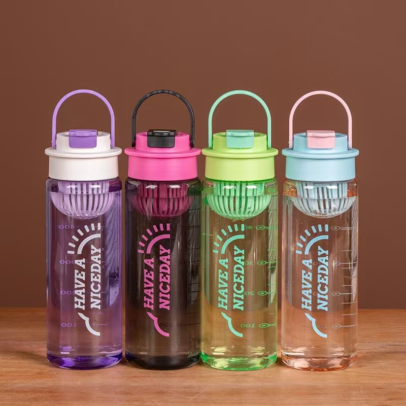 Plastic water cup with high appearance level, portable and easy to use for summer men and women with tea strainer, simple and anti-drop plastic cup for students Specification drawing