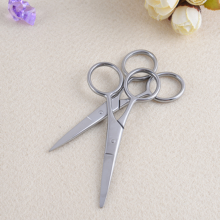 Pointed-mouthed, straight-headed men's beard scissors, beauty scissors, round-headed beard scissors, makeup tools Specification drawing