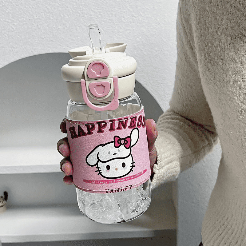 Double-drinking plastic cup, high appearance level for students, cute milk cup for girls on Instagram, portable straw cup for work, new model 2025 details Picture