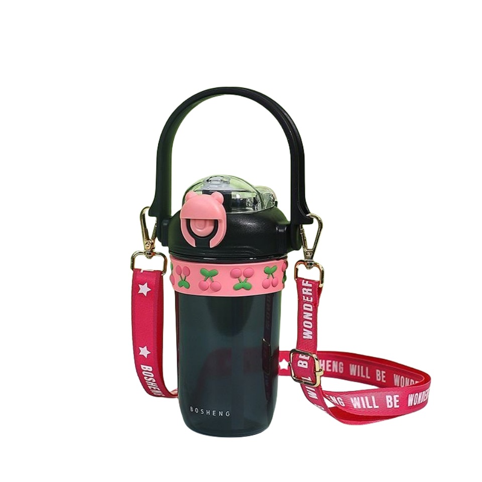 Fresh hand-held plastic cups with high appearance standards, student double-drinking straw cups, girls' fashionable and cute portable water cups wholesale Item Picture