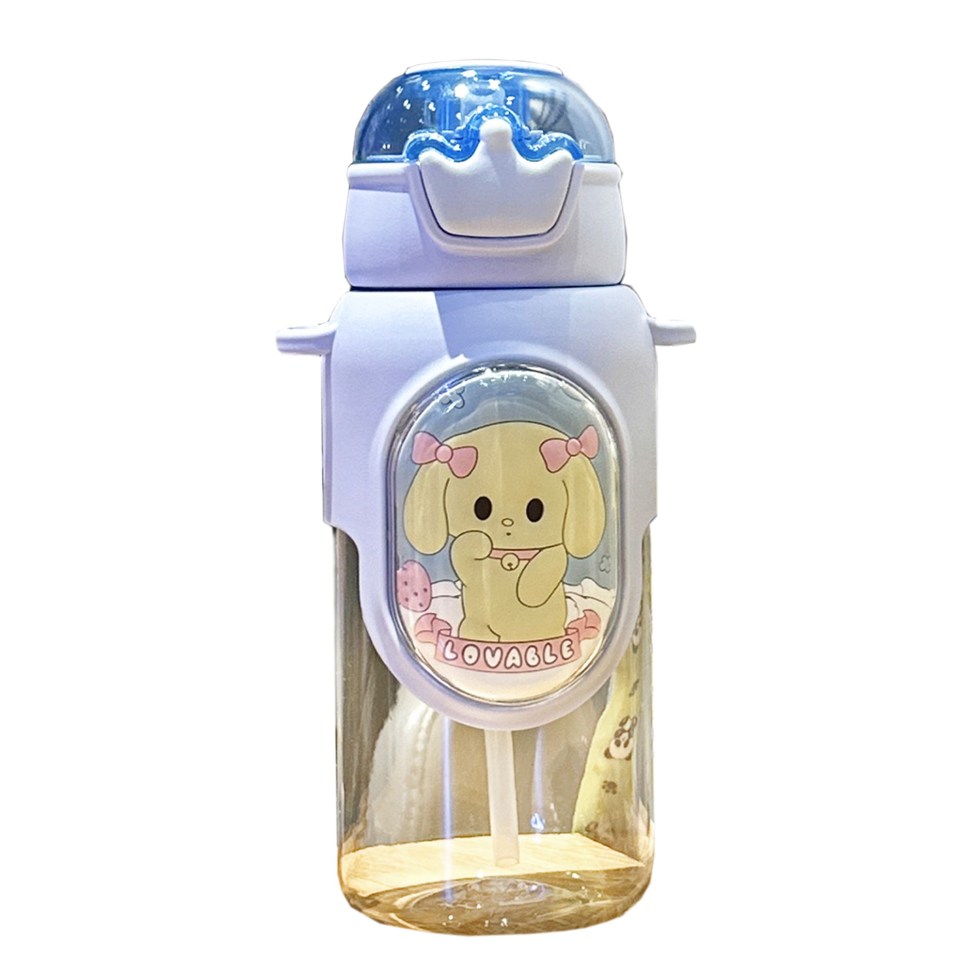 New children's straw cup, summer cute portable plastic cup, crossbody cartoon panda, special anti-drop cup for students Item Picture