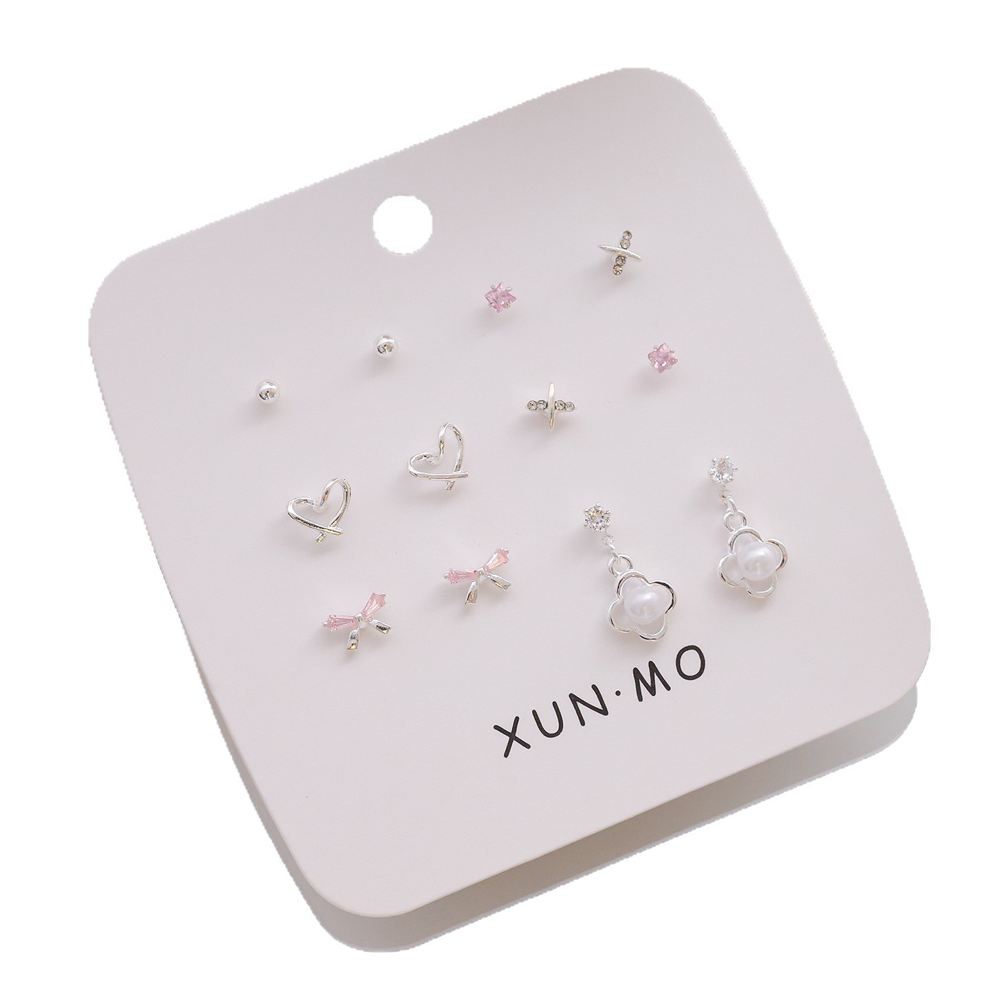 Sweet and Cool Aurora Exquisite silver needle stud earrings, versatile and elegant earrings for women, new heart-shaped set pendants and earrings wholesale Item Picture