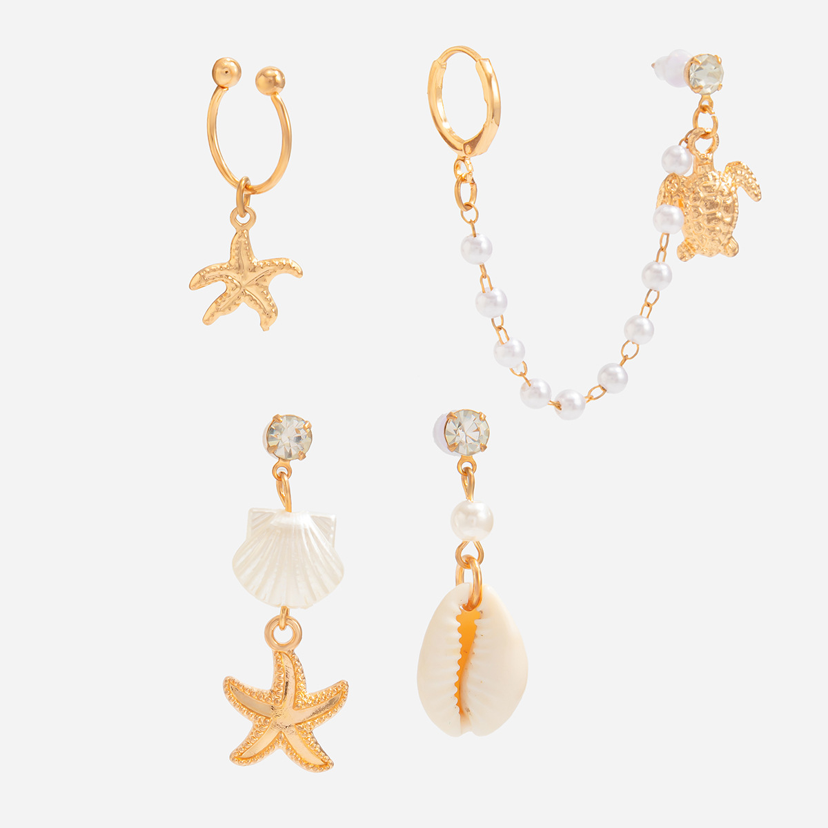 Cross-border ins ocean vacation style starfish scallop pendant earring Sweet seahorse earring accessory European and American earrings Item Picture