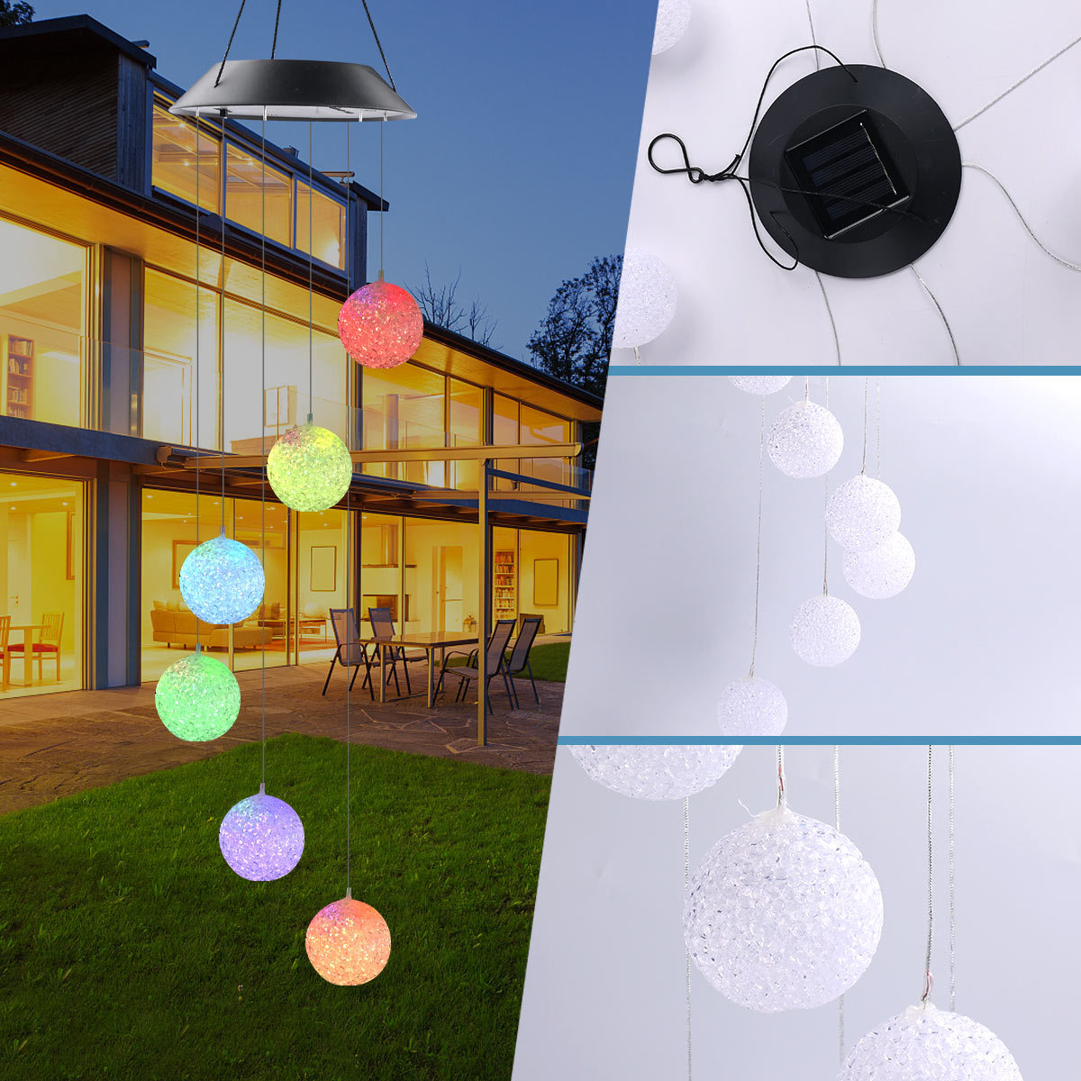 Amazon cross-border solar ball hummingbird style seven-color wind ling light LED Christmas butterfly light Landscape light courtyard full figure
