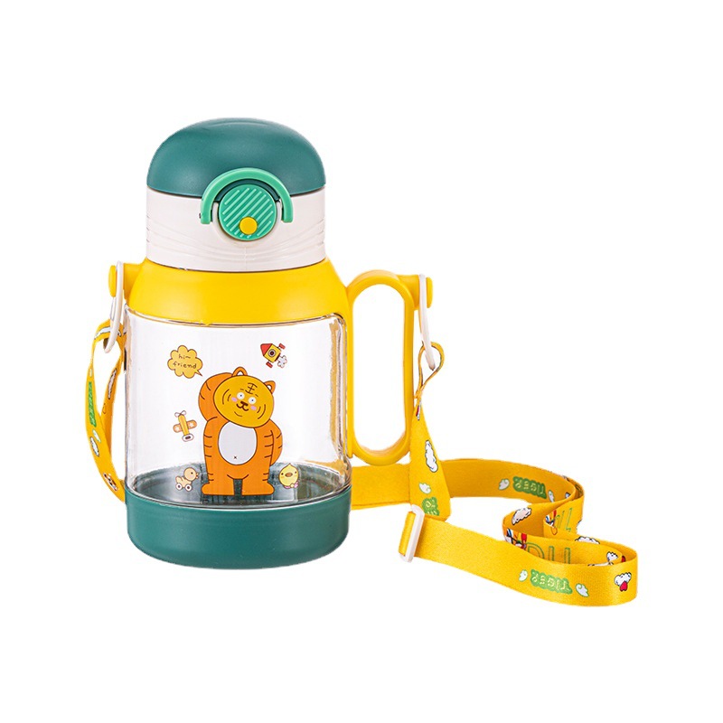 Creative children's water cup, cartoon kindergarten anti-drop, portable plastic cup, popular Instagram-style straw cup Item Picture