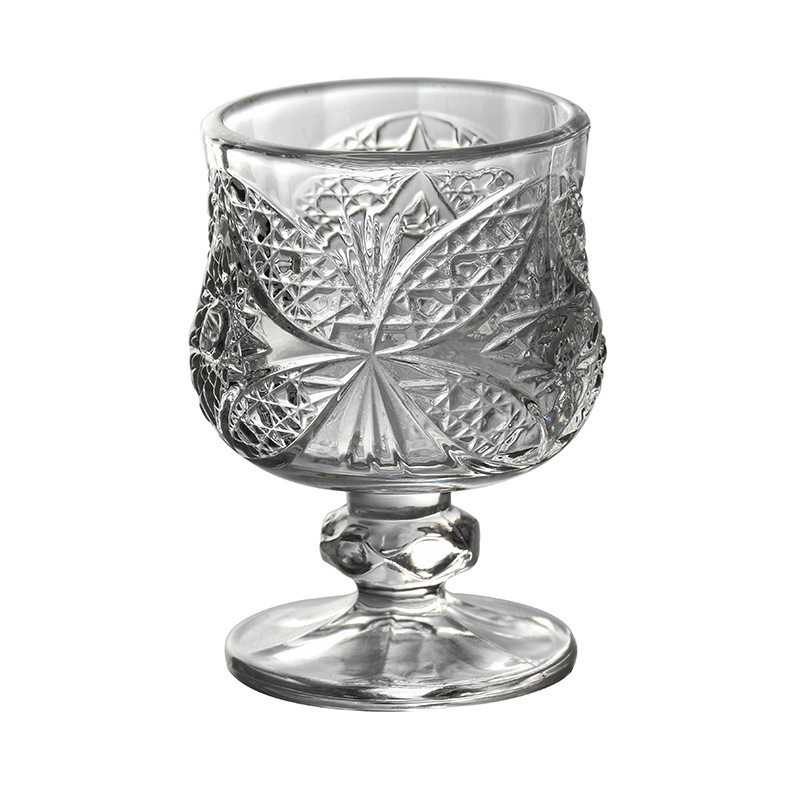 Six vintage carved glass white wine glasses, one or two engraved small wine glasses, sake, red wine and foreign wine glasses for home use Item Picture
