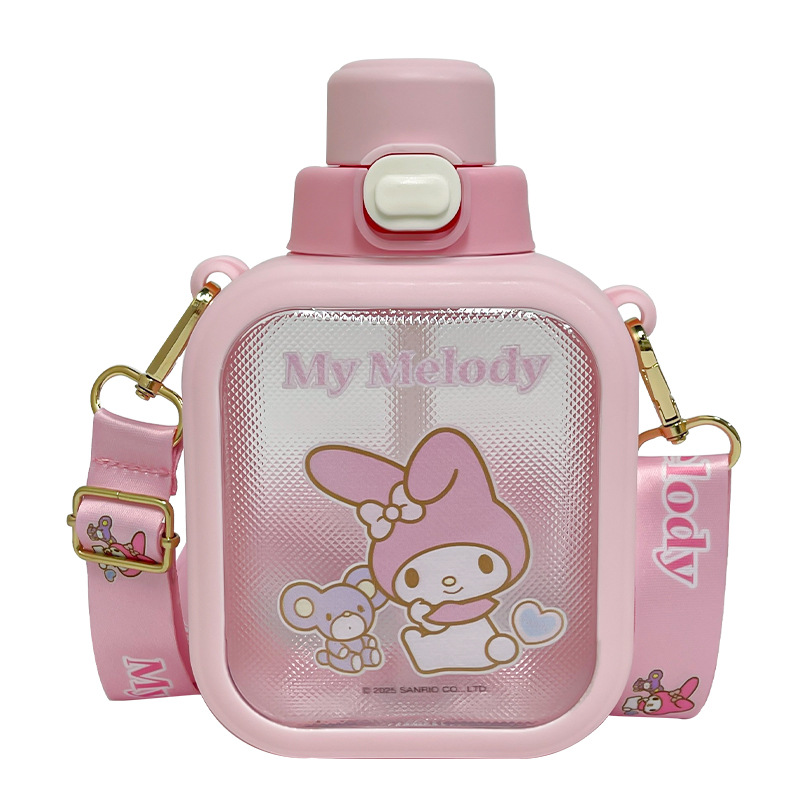 Sanrio family series sugar cube plastic cups with silk-screen printing design, convenient to carry, silicone spout and large capacity plastic cups Item Picture