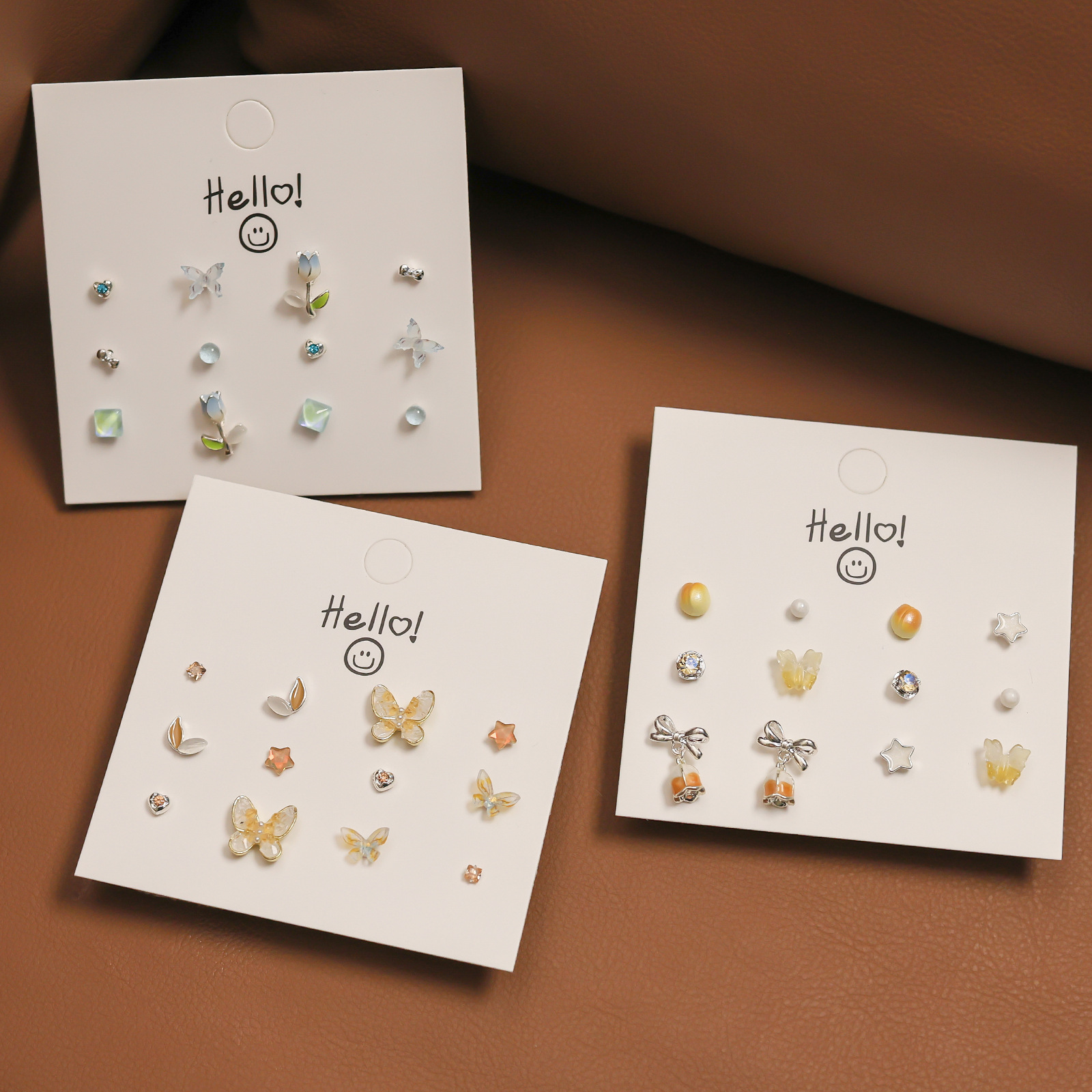 Wholesale of new autumn and winter Maillard Butterfly silver needle stud earrings with a touch of artistic, retro and high-end style, as well as simple and elegant earrings Specification drawing