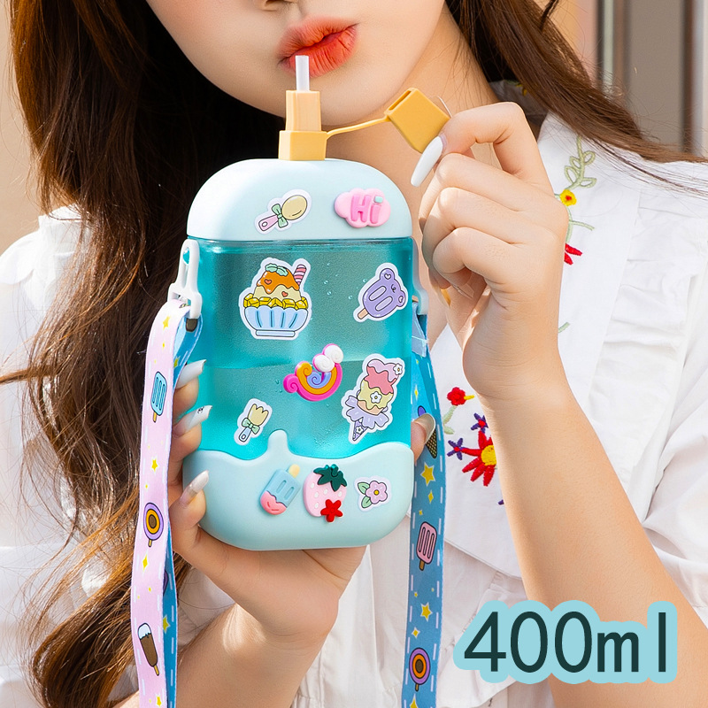 Yafieqi manufacturer's cross-border e-commerce ice cream, Popsicle, water cup, portable diagonal cross, backpack, water bottle, children's spout, plastic cup details Picture