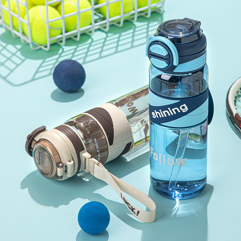 Summer simple double-drinking straw cup, large-capacity one-button pop-up lid plastic cup, outdoor portable sports bouncing cup wholesale Specification drawing
