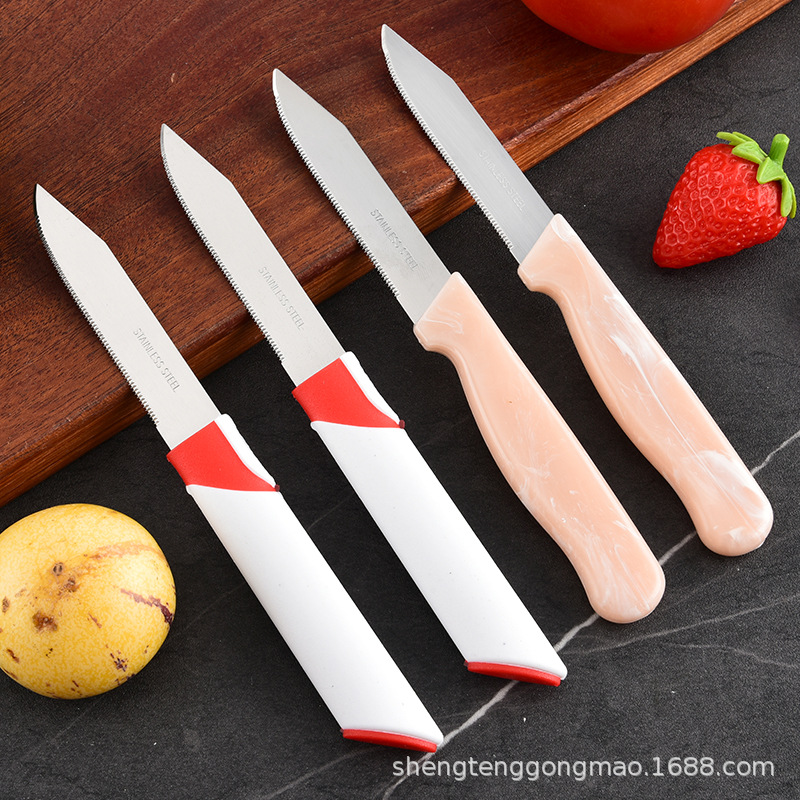 Factory wholesale multi-functional stainless steel steak knives with card suction packaging, steak and lamb chops, fruit knives and gift knives details Picture