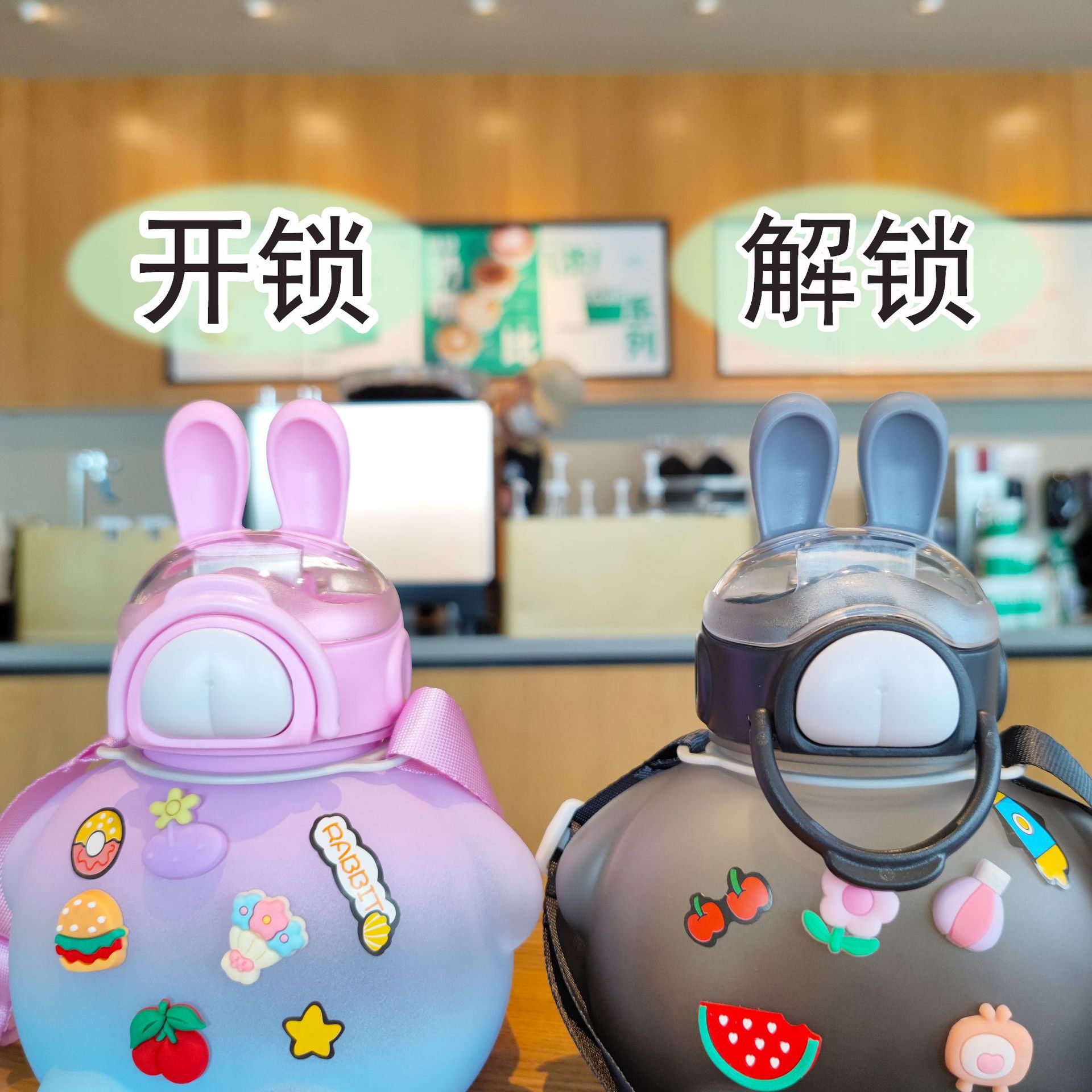 Factory direct sales and wholesale of big-bellied cute pets, adorable bucktoothed rabbits, chubby cups, straw straps, water cups, and custom gift cups details Picture