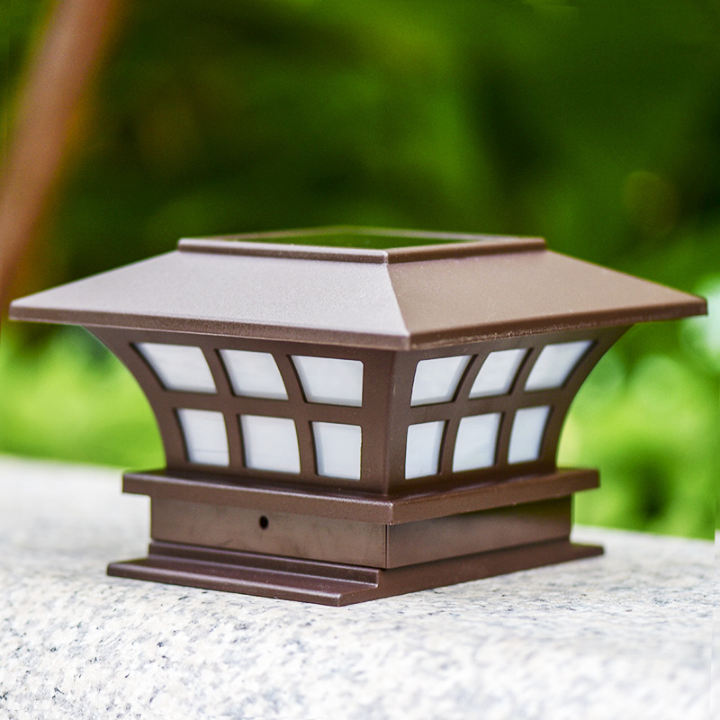 Amazon's new cross-border solar LED coffee column head lamp, outdoor waterproof decorative wall, courtyard and garden lamp Specification drawing