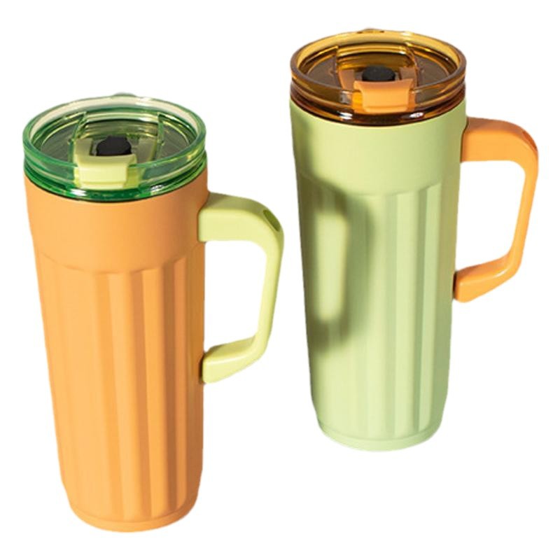 New exclusive private mold 520ml vertical handle coffee cup, stainless steel insulated cup, straw coffee cup Item Picture