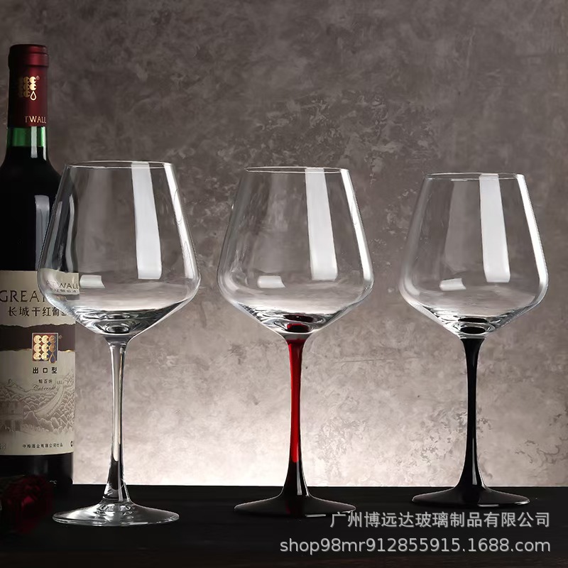 Black bow tie high-footed wine glass, large Burgundy glass, home creative crystal glass, large-bellied wine glass Specification drawing
