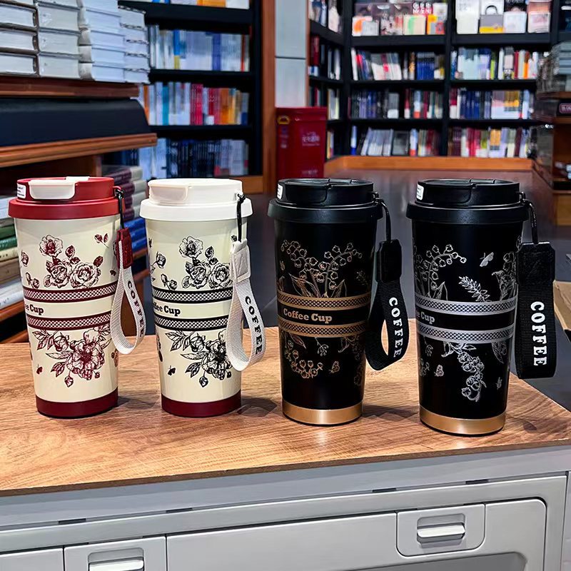 Double-drink coffee cups, 316 stainless steel inner liner insulated cups, car water cups, large-capacity cups wholesale full figure