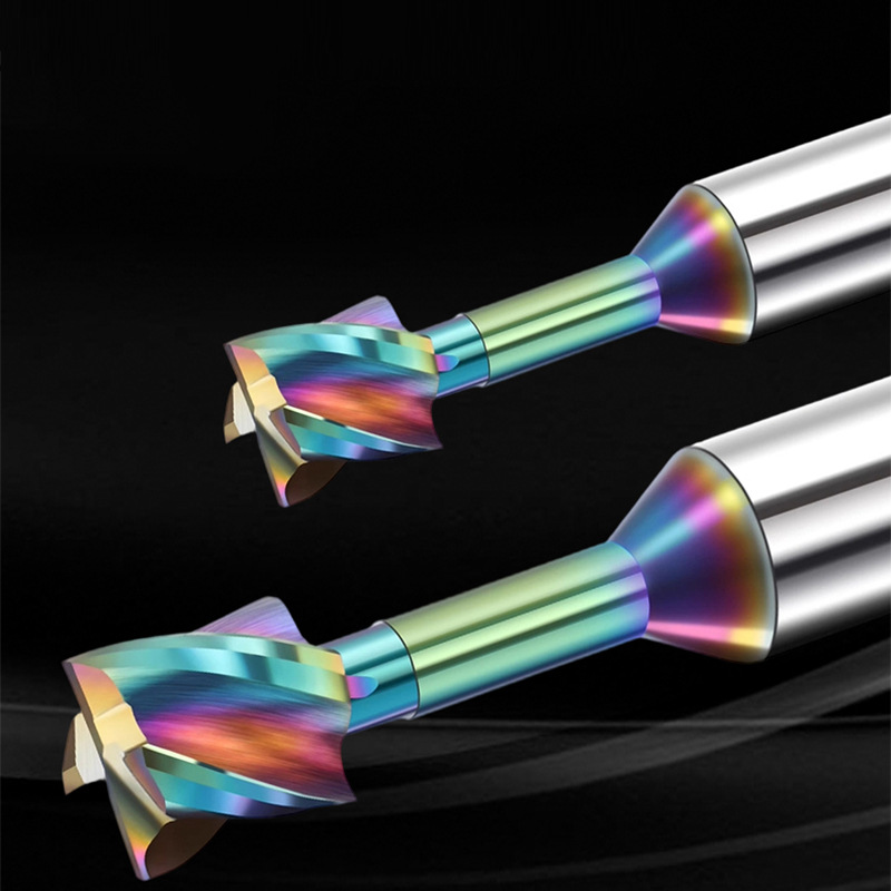 Original production of seven-color coated T-shaped milling cutters for aluminum tungsten steel alloy slots, CNC cutting tools and milling cutters Application Scenario