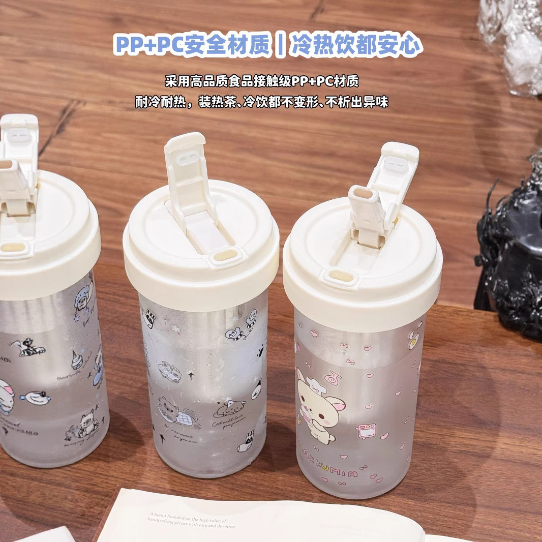 High-temperature resistant, shockproof, simple and sporty water cup, ins, high appearance level water cup, cheap, with hand-held tea strator and straw cup Application Scenario