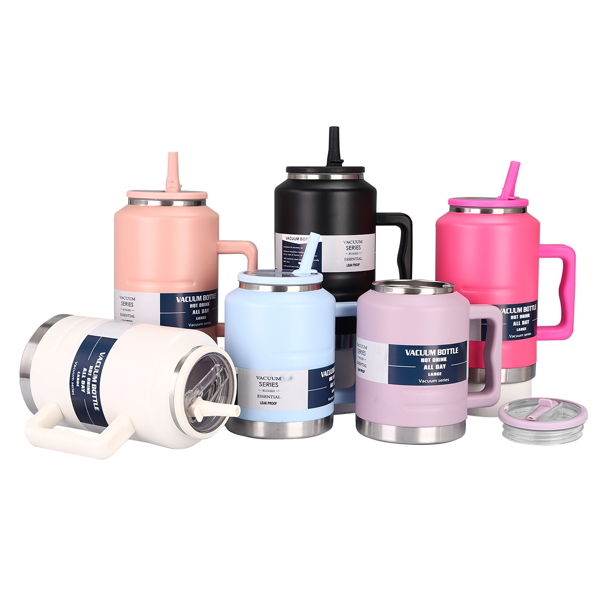 304 stainless steel vacuum straw insulated cup, large-capacity handle, ton ton bucket, outdoor portable double-layer sports water bottle details Picture