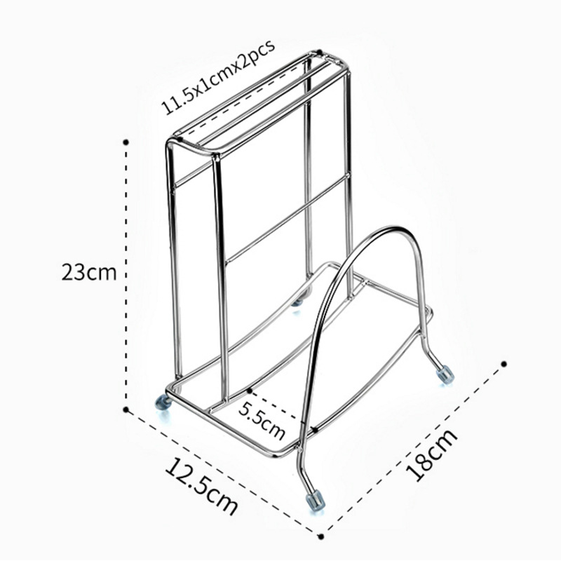 Thickened 2-slot stainless steel knife rack, kitchen multi-functional knife rack, storage rack, cutting board rack, non-magnetic steel details Picture