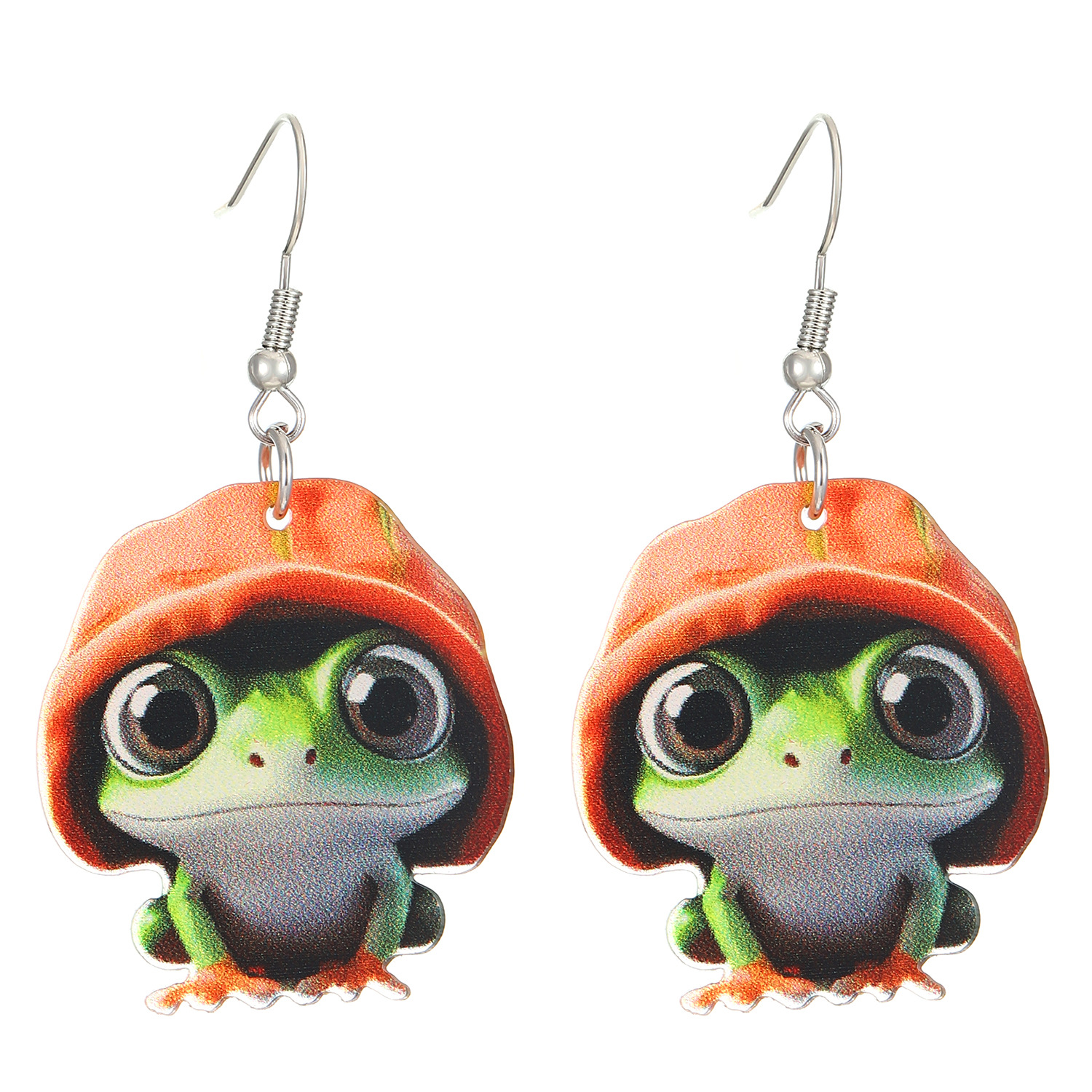 European and American cross-border cute and distinctive colorful frog earrings, tree frog earrings for women wearing hats, acrylic earrings and accessories Item Picture