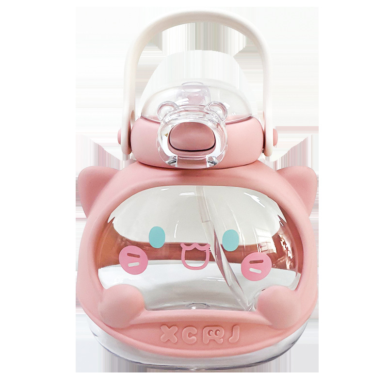 Cute tritan plastic cup, portable for students, super cute children's water bottle, portable for girls, outdoor, high appearance level straw cup Item Picture