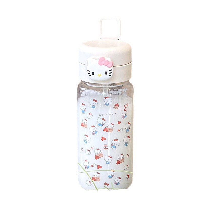 KT Cat ins Feng Shui Cup, new cute sticker Girls' Straw Cup, Portable large-capacity bouncing cup Item Picture