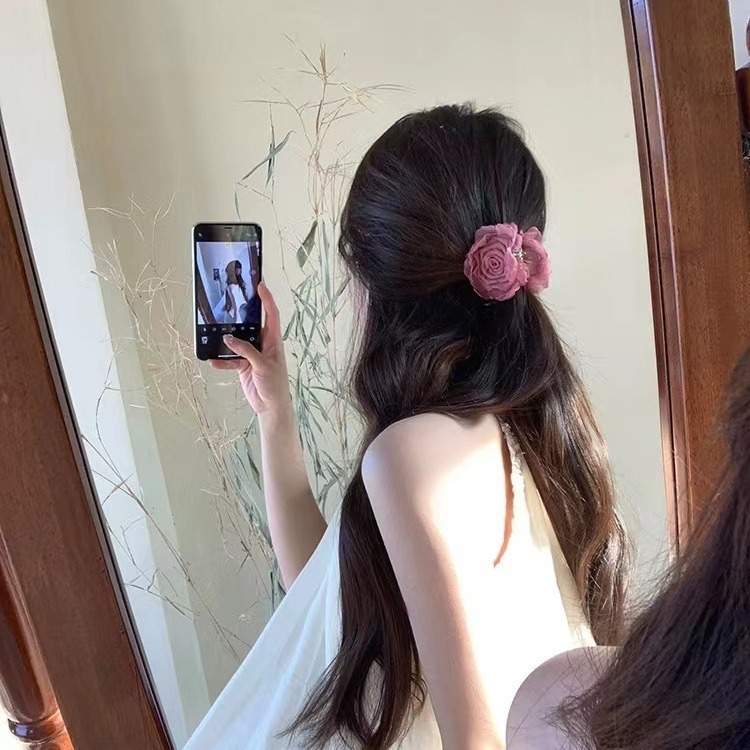Dried rose new Chinese-style flower hairpin, shark hairpin at the back of the head, hairpin, handcrafted hair accessory full figure