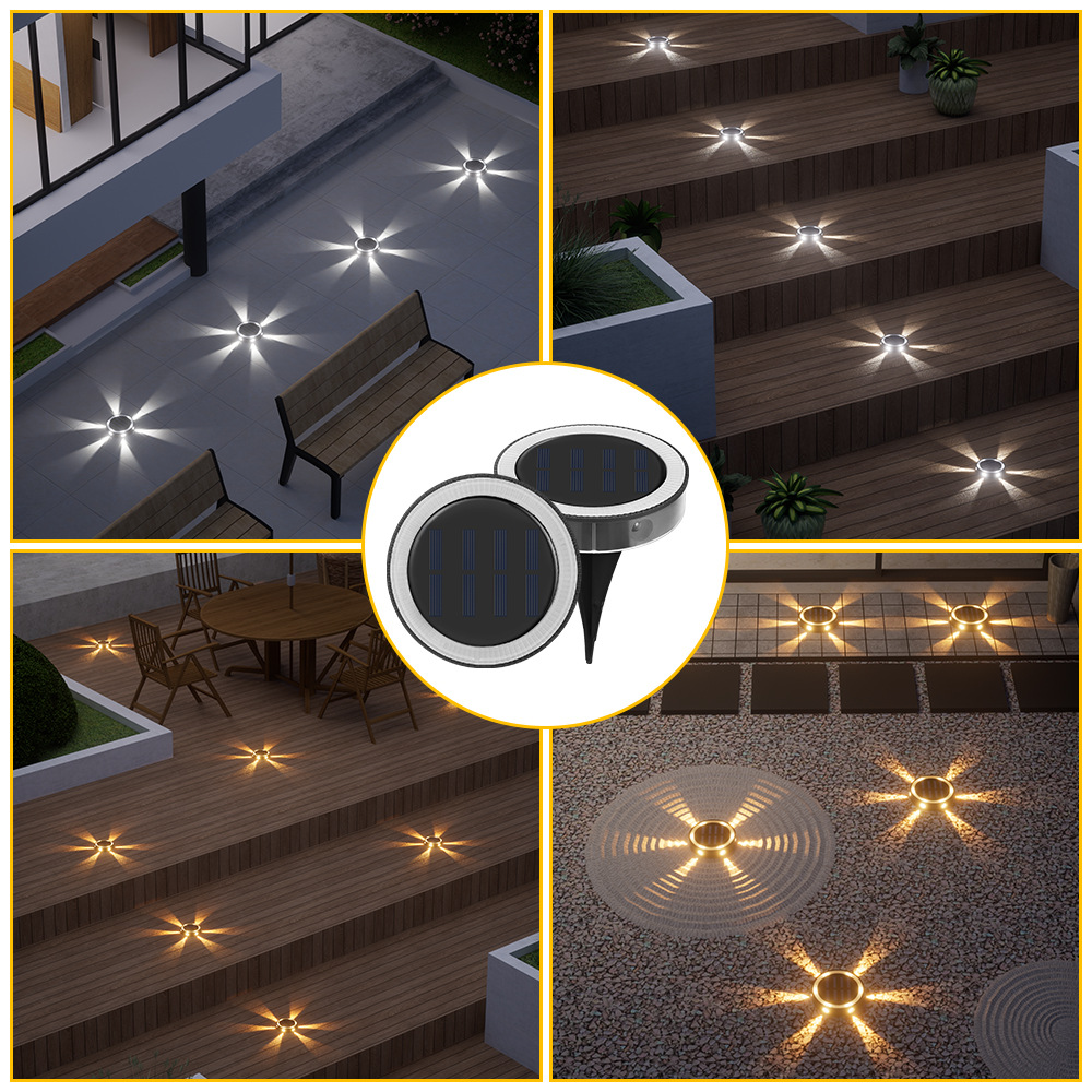 Solar-powered ground lamps for outdoor courtyards, gardens, balcony steps, lawn decoration, ground lamps, and stair treads Specification drawing