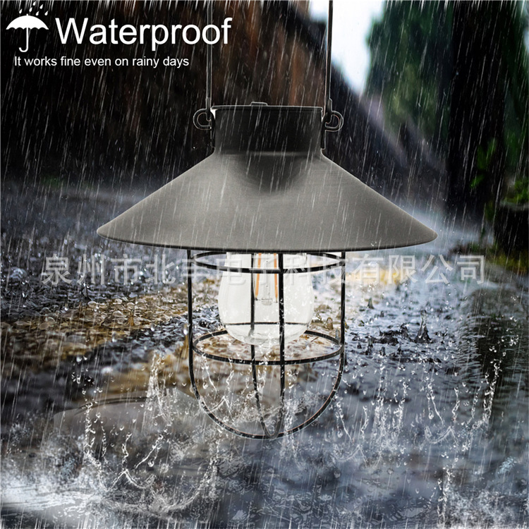 Solar LED lights, ironwork wall-hung lanterns, large round plate hanging lights, garden terrace outdoor decorations, retro shepherd hooks Application Scenario
