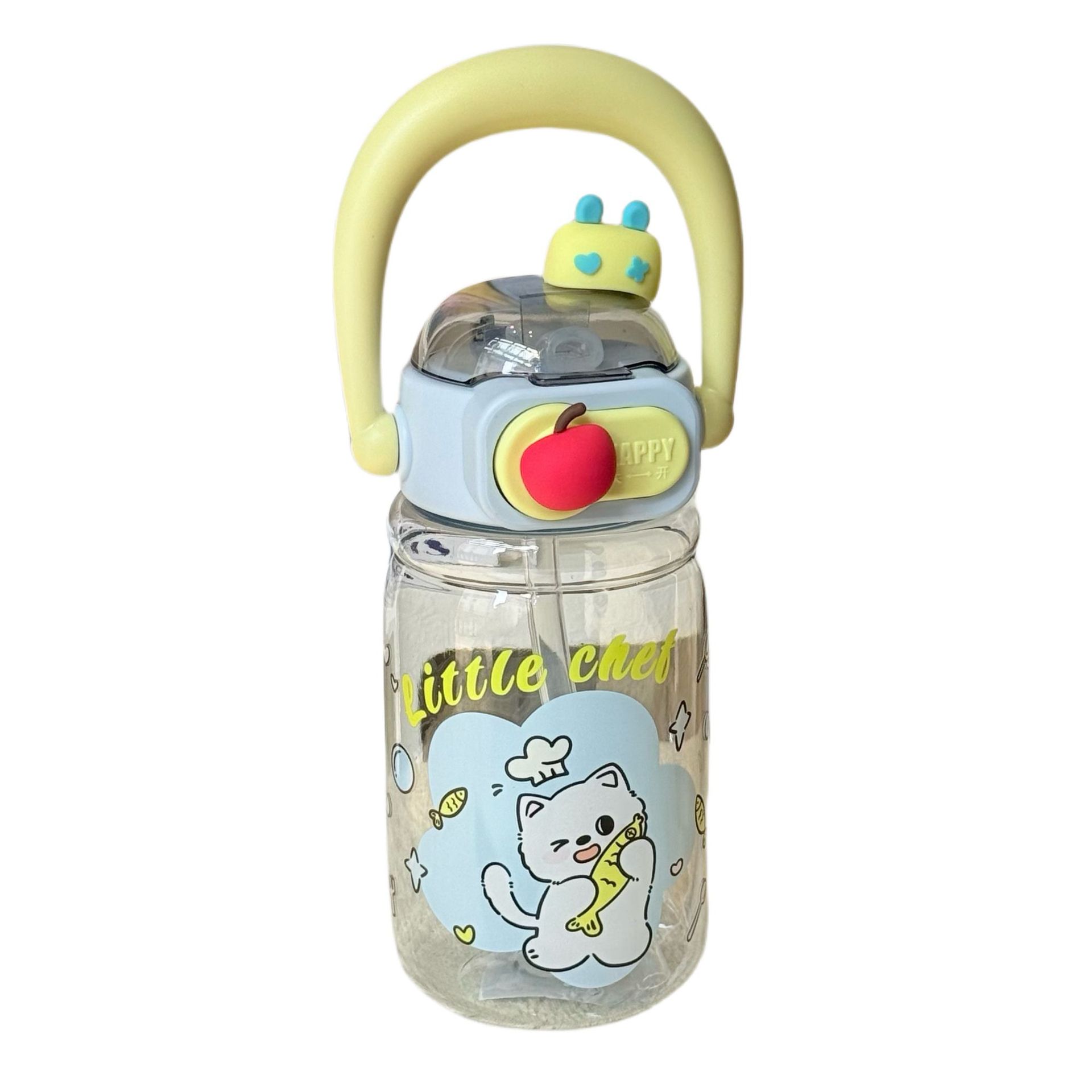New cartoon cute water cup, student portable hand-held straw cup, high appearance level and cute plastic cup for children to go to school Item Picture