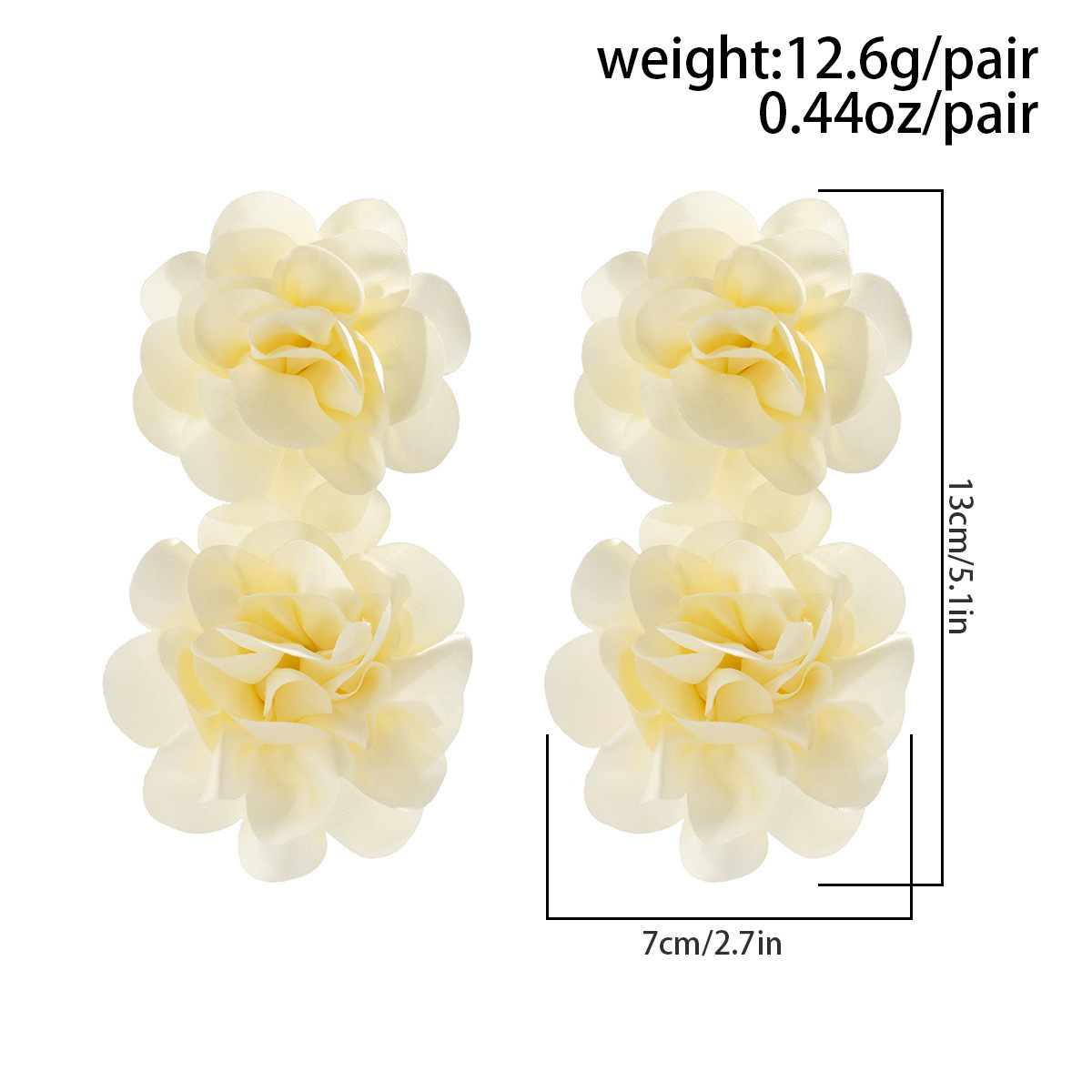 European and American style cross-border best-selling floral large stud women 's fabric earrings French retro flower tassel earrings for women Item Picture