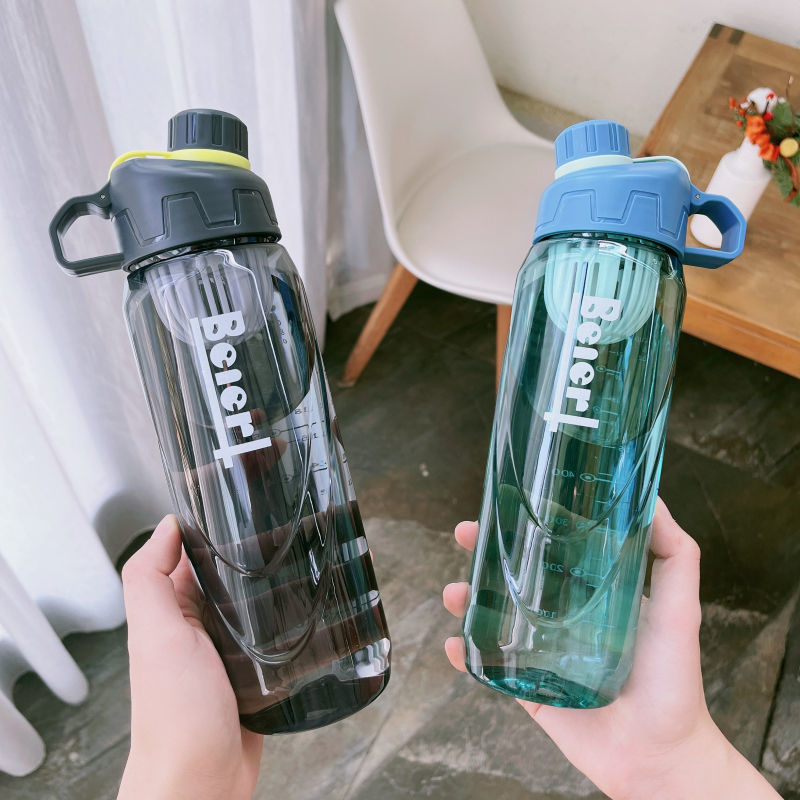 Portable water cup for sports and fitness, plastic space cup, fashionable cup for men and women, large-capacity water bottle, leak-proof and shock-resistant, portable cup details Picture