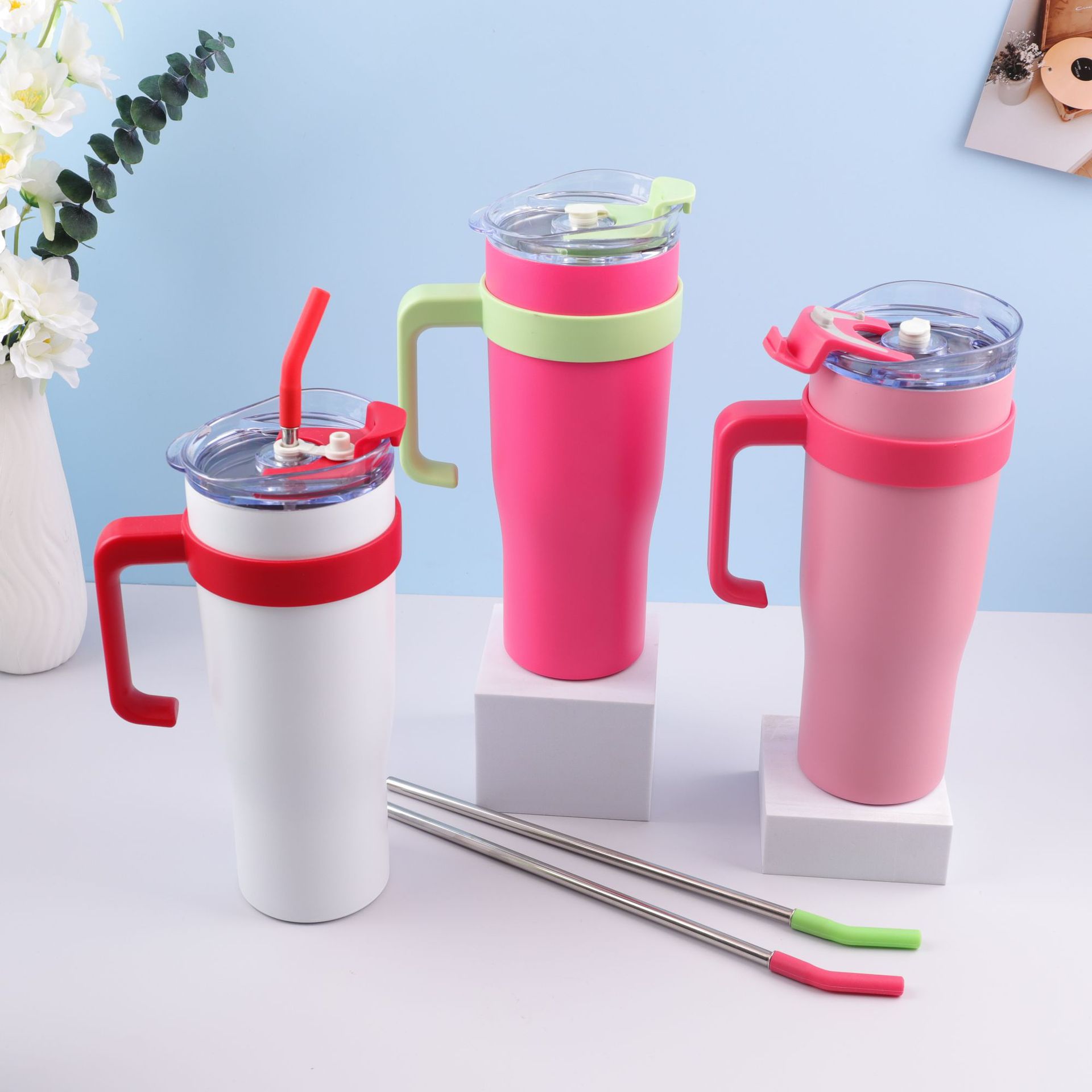 Best-selling Big MAC coffee cup, 304 stainless steel insulated cup handle, car high appearance level, large-capacity straw water cup Specification drawing