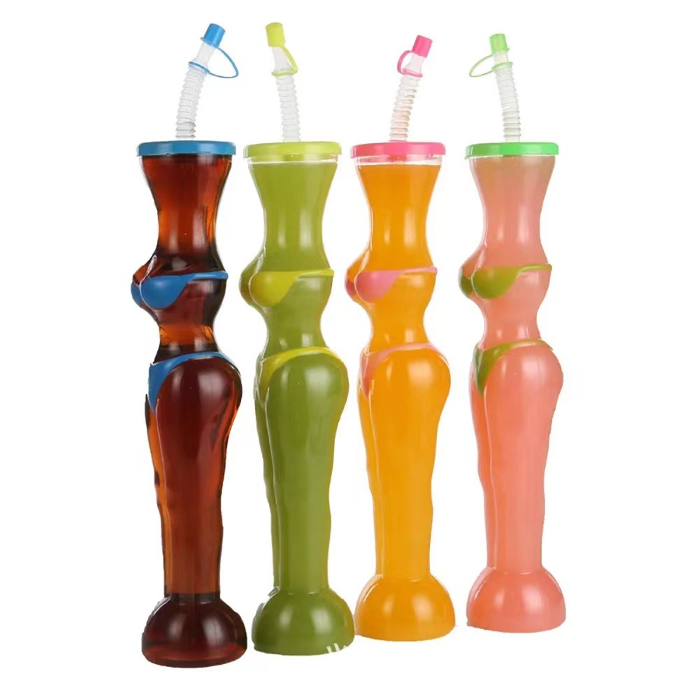 Creative bikini pet disposable plastic irregular-shaped milk bursting cup, beauty cup, best-selling bottle in the shopping mall food street advertisement details Picture