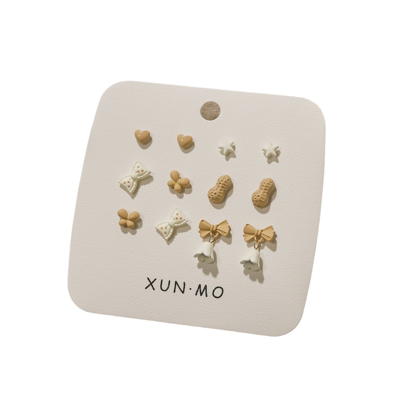 2024 Autumn/Winter new retro Maillard color milk coffee brown stud earrings set, versatile and elegant earrings for women wholesale Item Picture