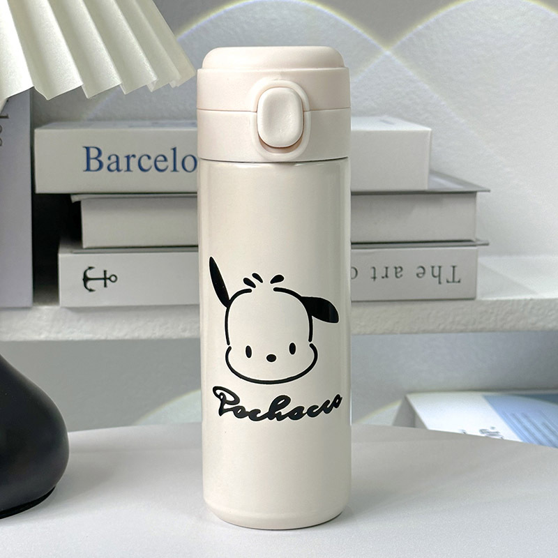 The new type of insulated cup with a bouncing lid and pea water cup is simple and elegant. It is made of 304 stainless steel for both men and women and students, portable, fashionable and cartoonish full figure